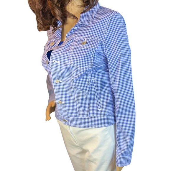 Talbots Classic Jean Jacket in Gingham Size XS NWOT - Picture 7 of 10